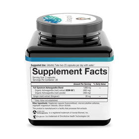 Détail des gélules de Youtheory Ashwagandha 1 000 mg