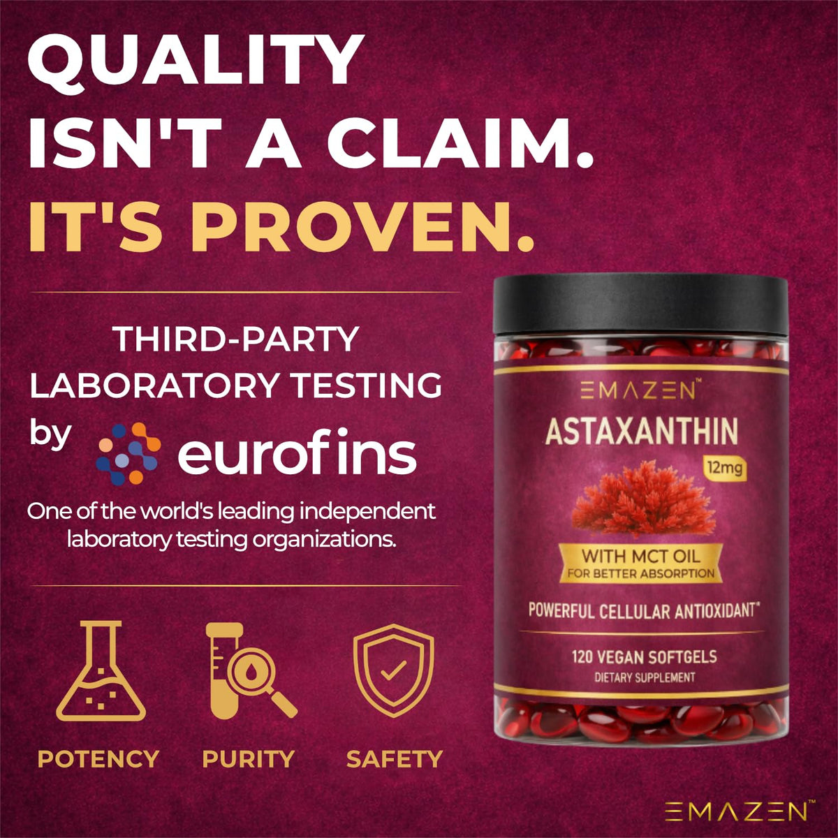 Détail des gélules EMAZEN Astaxanthin 12mg