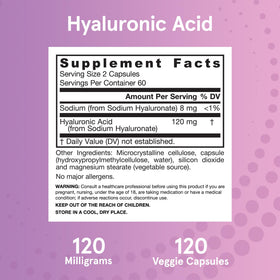Détail des gélules Jarrow Formulas Acide Hyaluronique