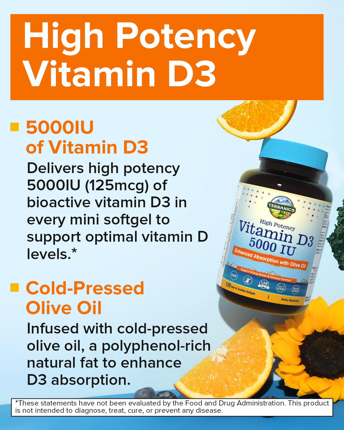 Détail des gélules mini de Terranics Vitamine D3