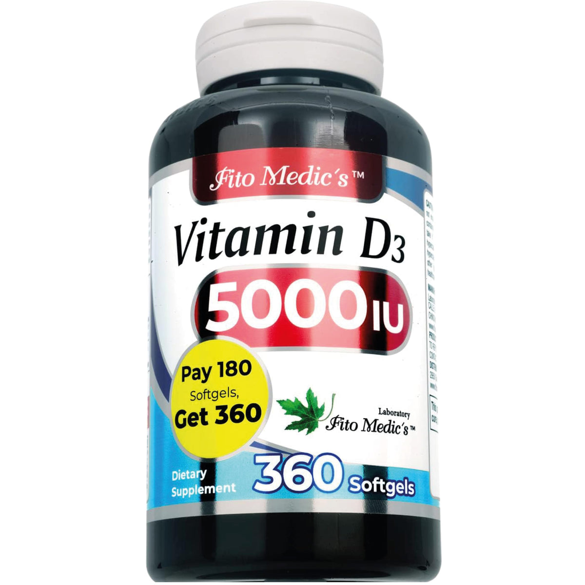 Détail des gélules molles de FITO MEDIC'S Vitamine D3 5000 IU