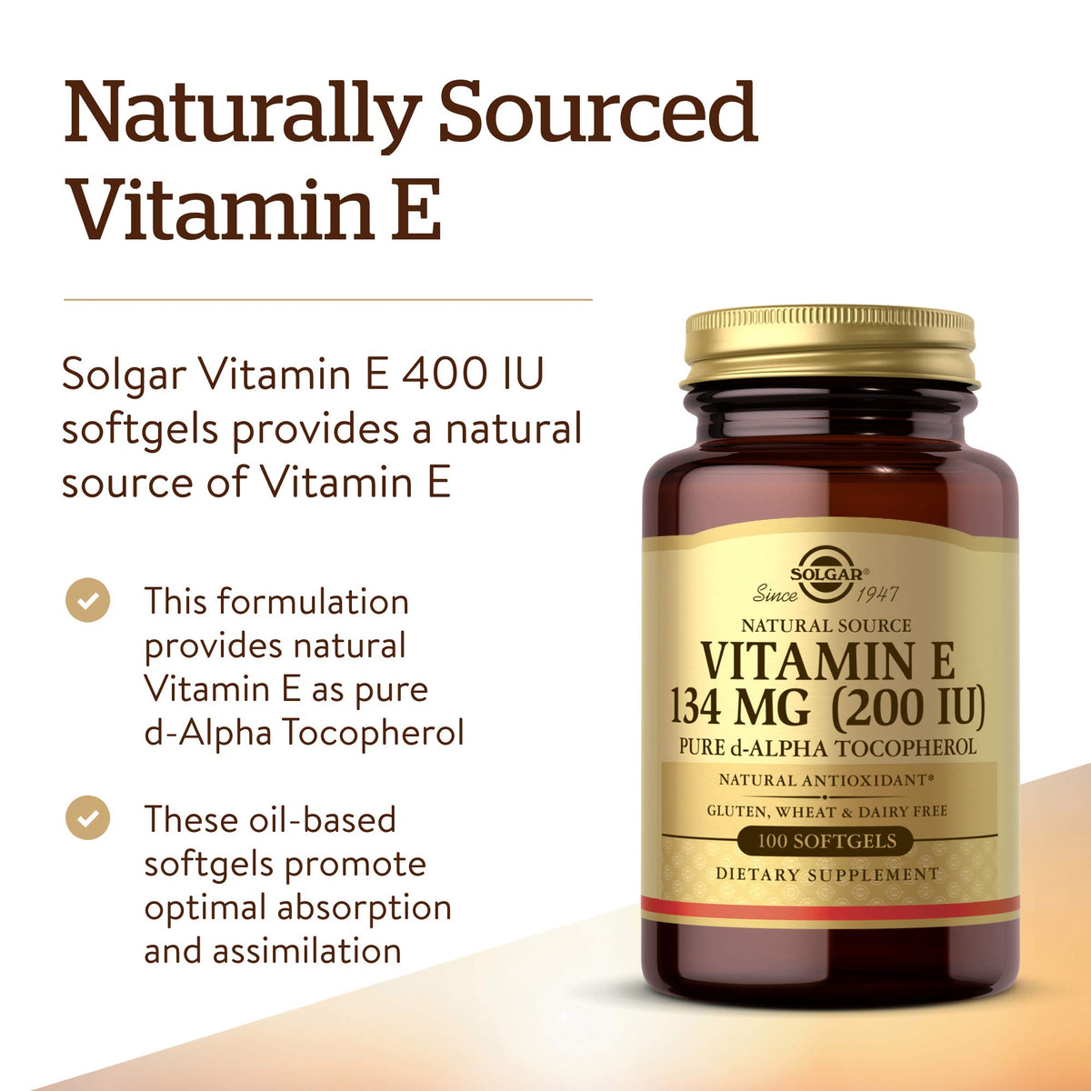 Détail des gélules molles de Solgar Vitamine E 200 UI