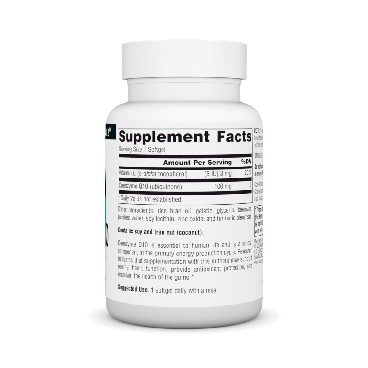 Détail des gélules molles de Source Naturals Coenzyme Q10