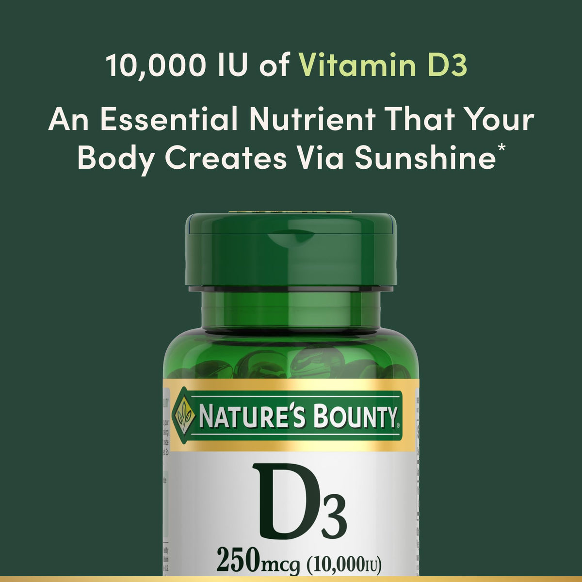 Détail des gélules molles Nature's Bounty Vitamine D3