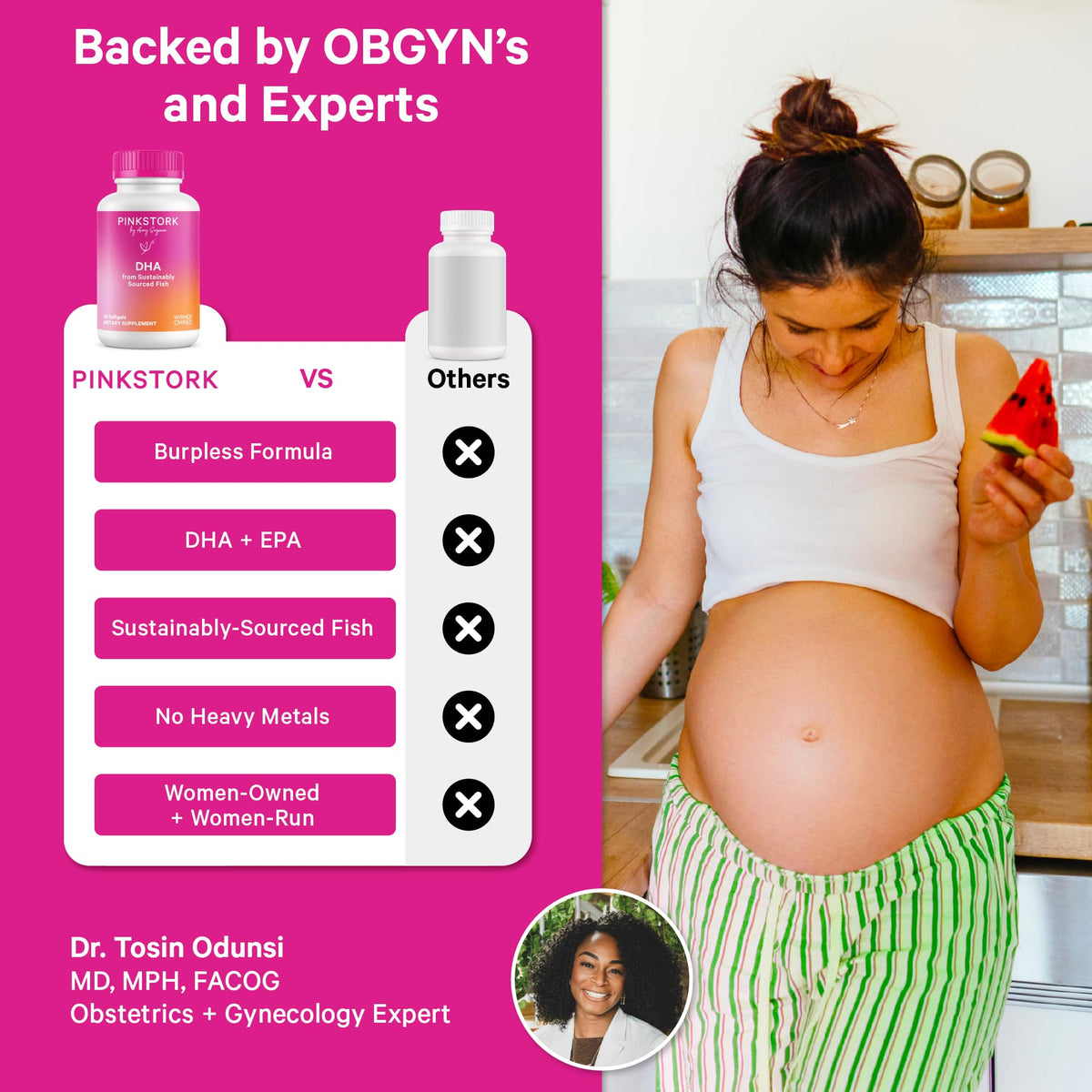 Détail des gélules molles Pink Stork Omega-3 DHA + EPA
