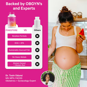 Détail des gélules molles Pink Stork Omega-3 DHA + EPA