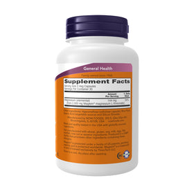 Détail des gélules NOW Foods Magtein™ sur un fond blanc