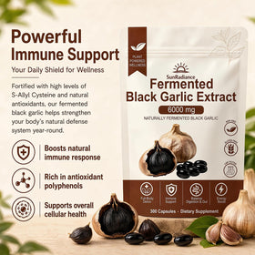 Détail des gélules softgels d'extrait d'ail noir Sun Radiance
