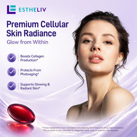Détail des gélules végétales ESTHELIV Premium Cellular Skin Radiance