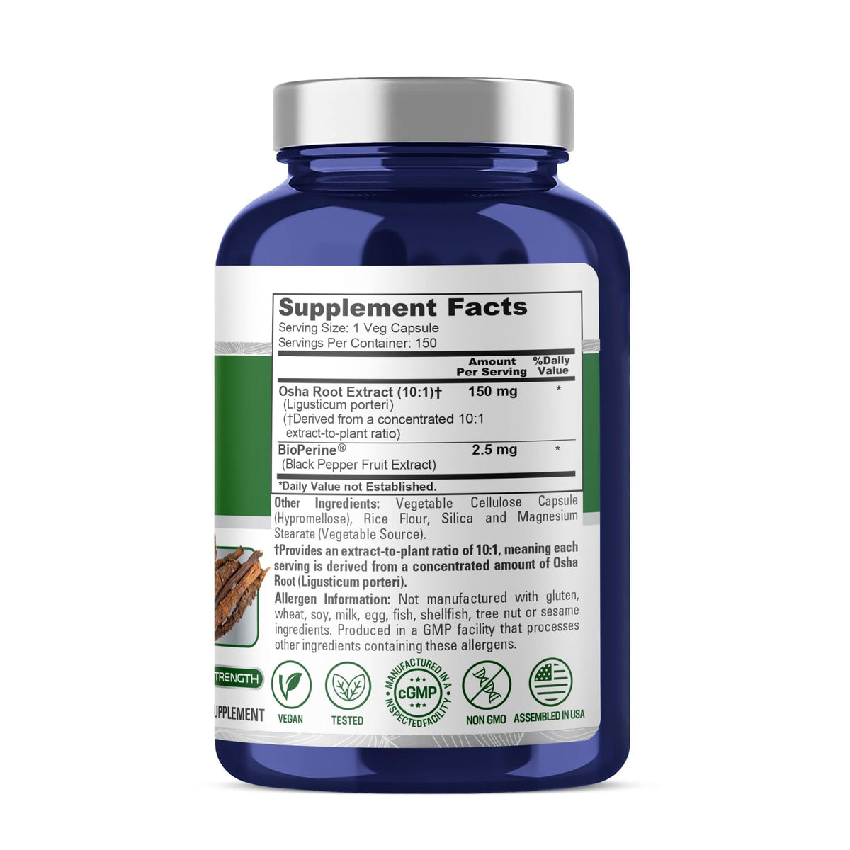 Détail des gélules végétales NusaPure Osha Root