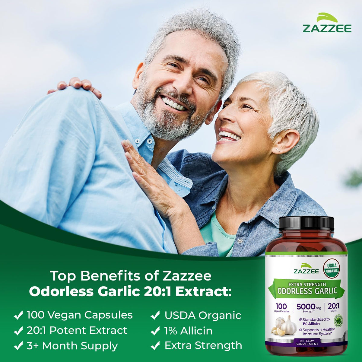 Détail des gélules Zazzee Extrait de Ail Bio