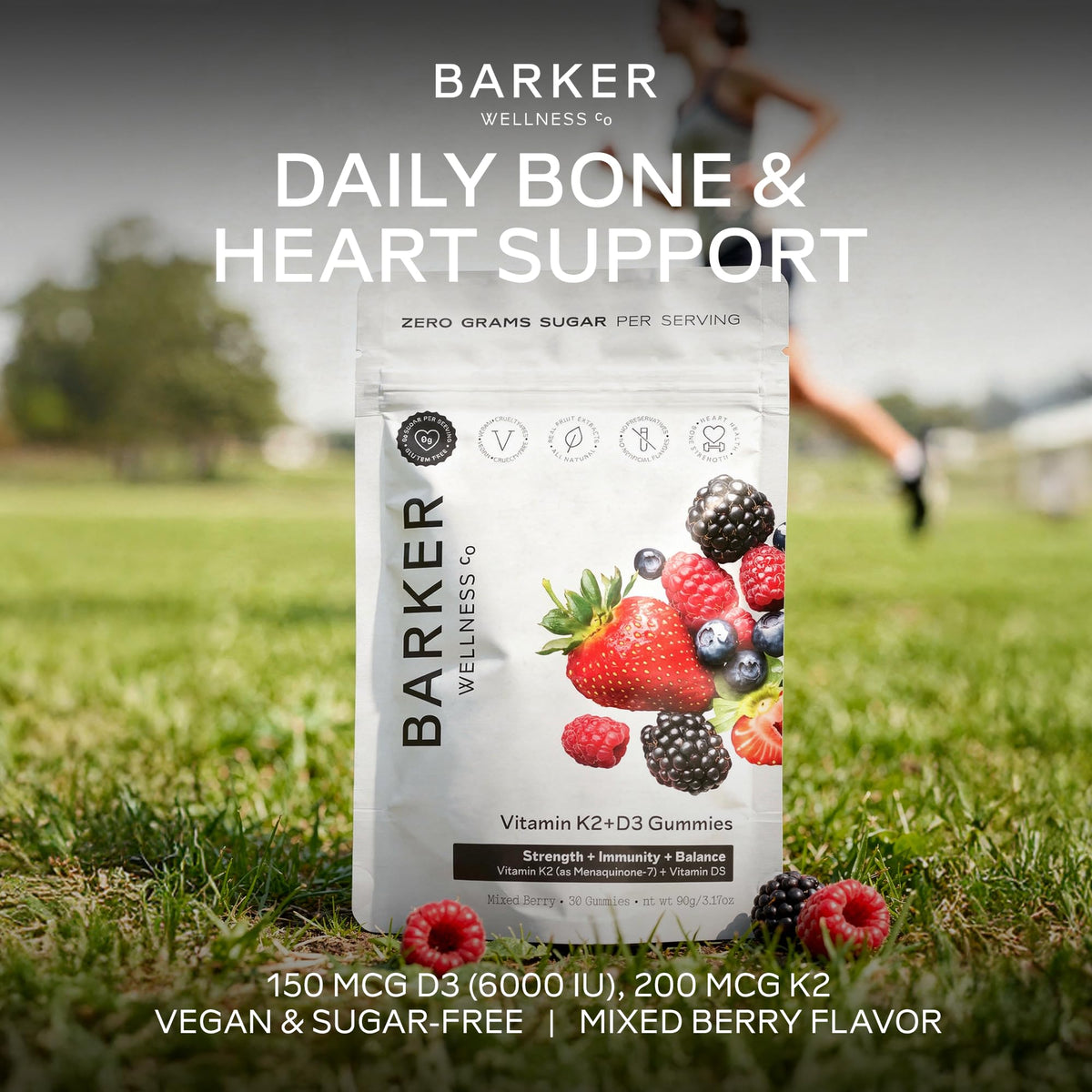 Détail des gommes D3 K2 Barker Wellness, saveur baies mélangées