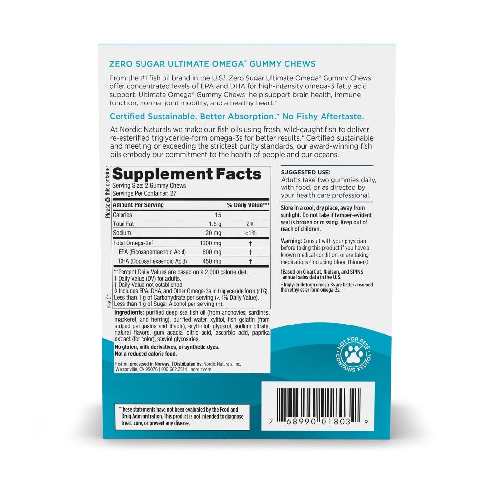 Détail des gommes Omega 3 Nordic Naturals, goût tropical