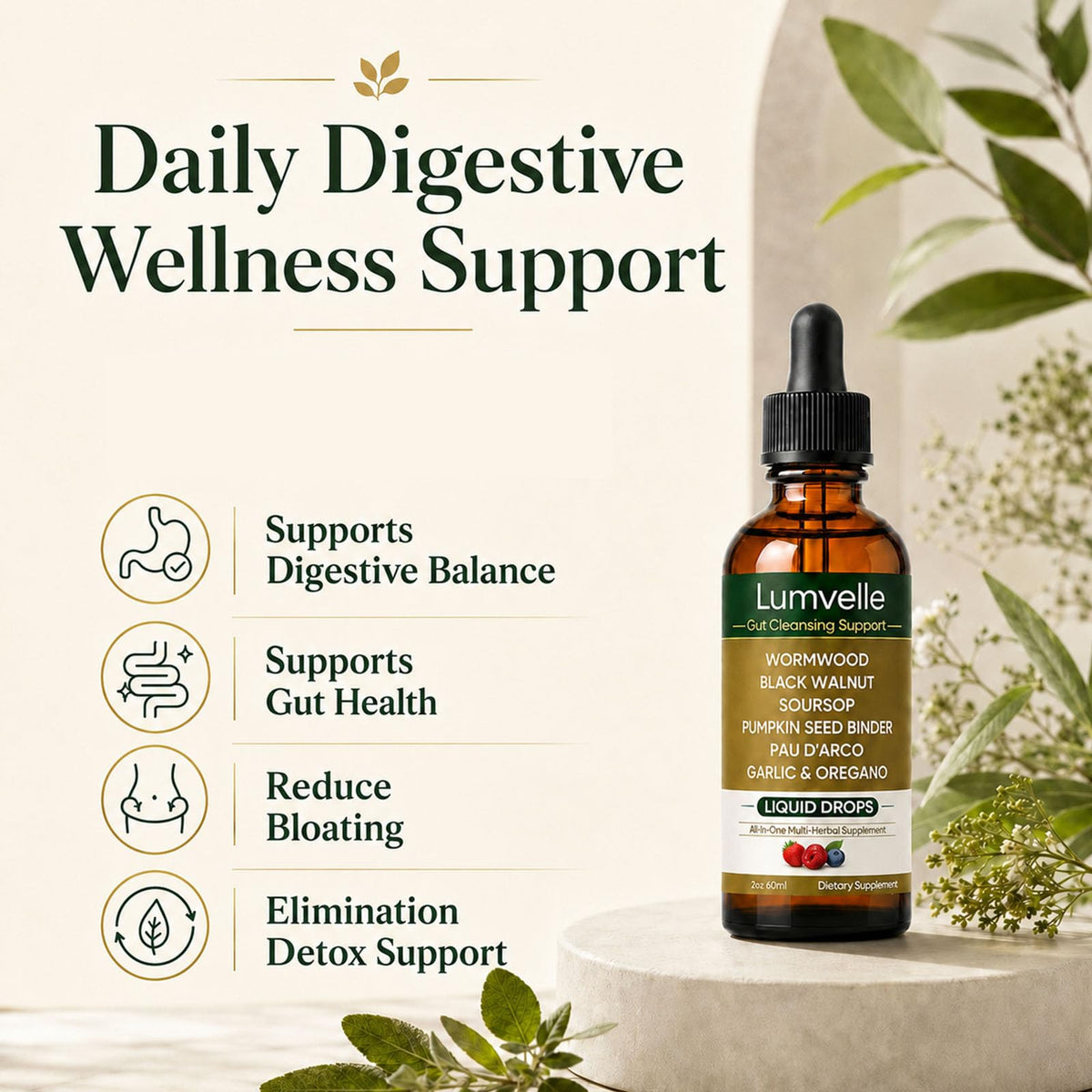 Détail des gouttes d'herbes de wormwood CIVGICY avec ingrédients