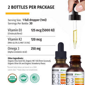 Détail des gouttes de vitamine D3 K2 avec le compte-gouttes