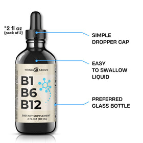 Détail des gouttes liquides de vitamines B1 B6 B12 Think Above