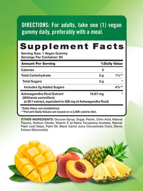 Détail des gummies Ashwagandha Nature's Truth saveur tropicale