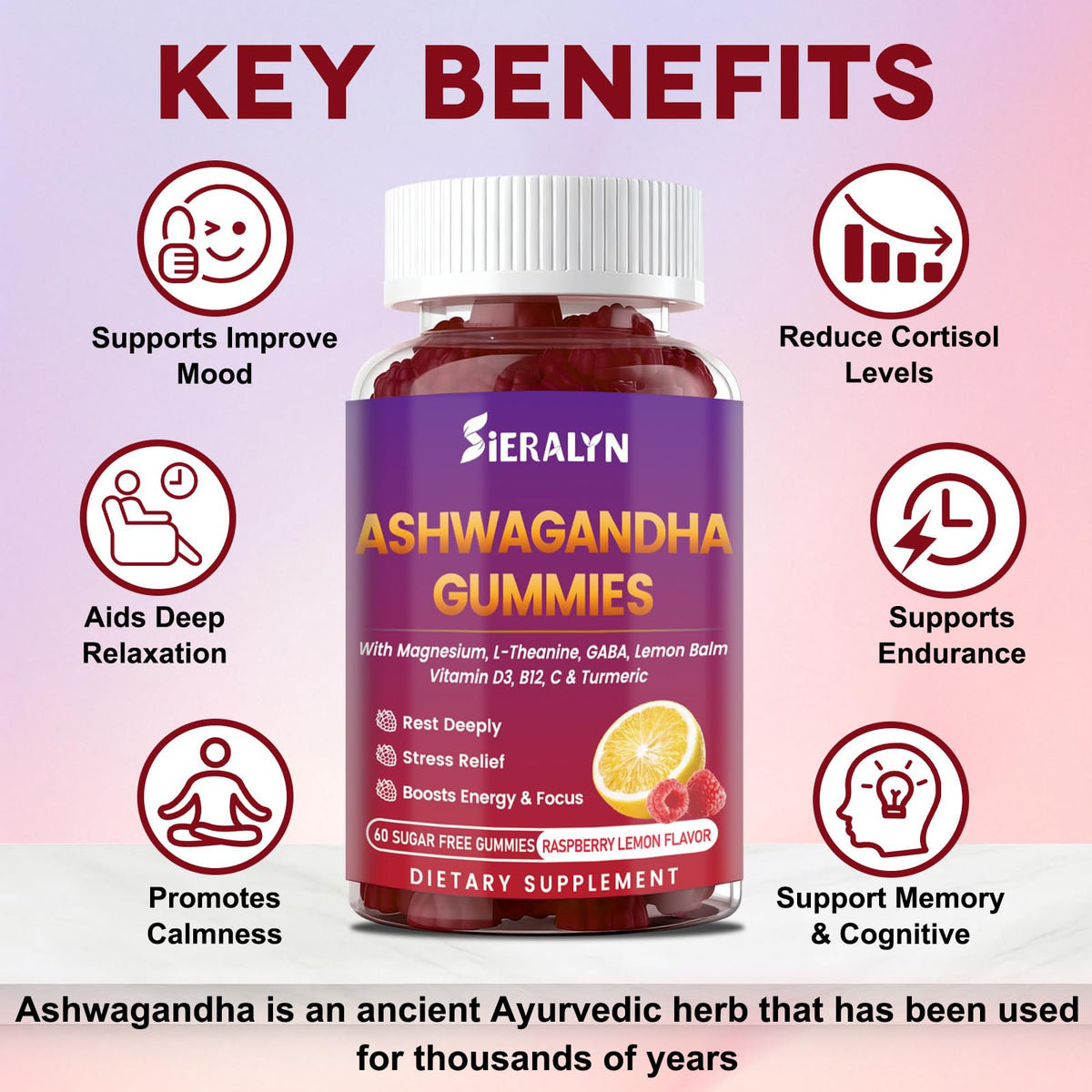 Détail des gummies Ashwagandha Sieralyn dans une main