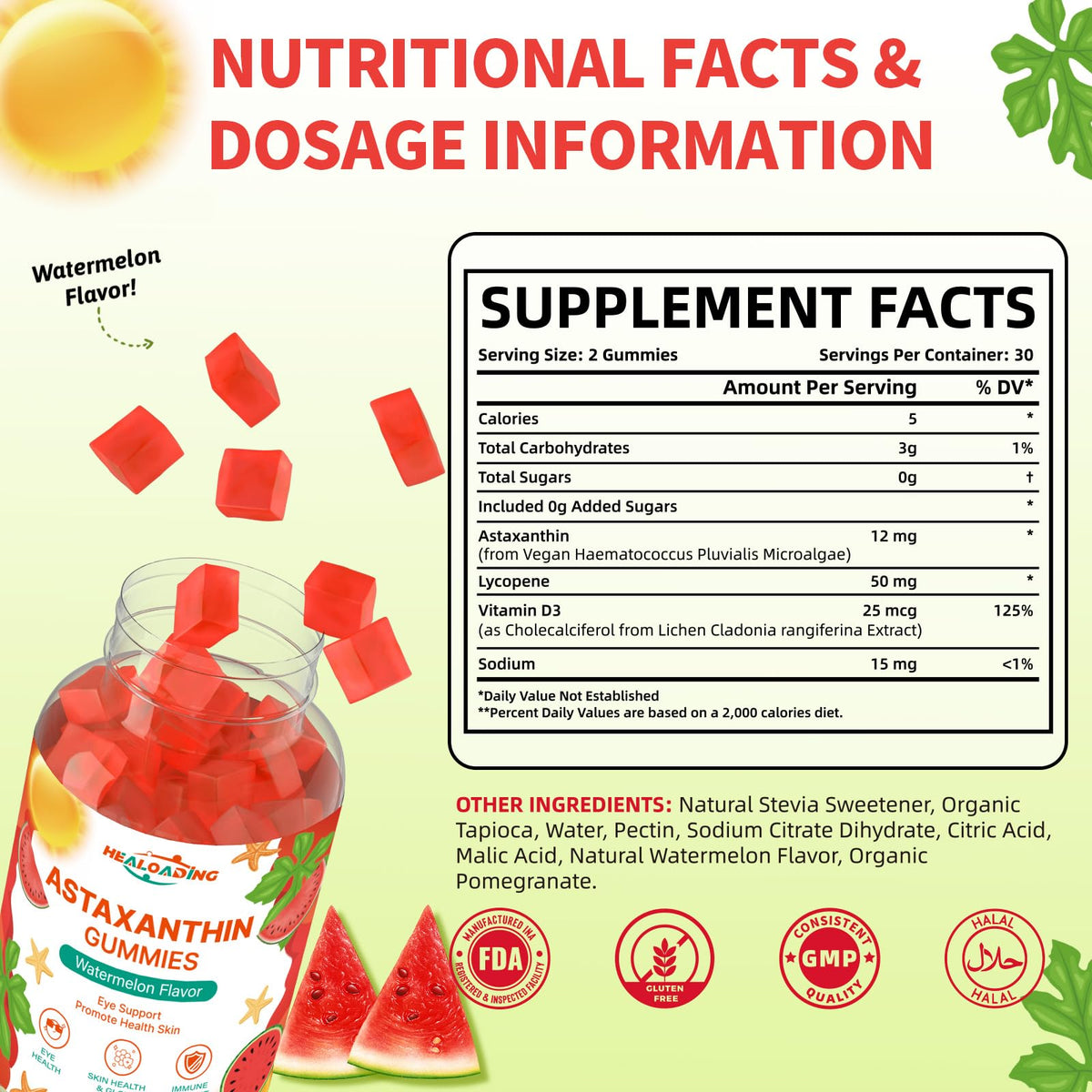 Détail des gummies Astaxanthine HEALOADING en gros plan