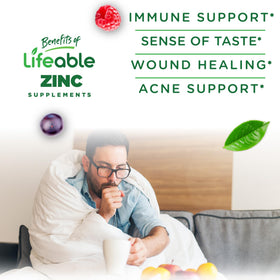 Détail des gummies au zinc Lifeable montrant leur texture