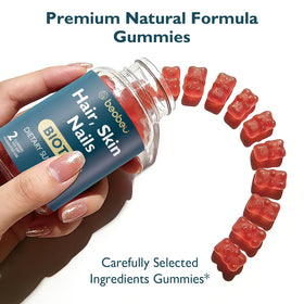 Détail des gummies biotin beobeu avec étiquette nutritionnelle
