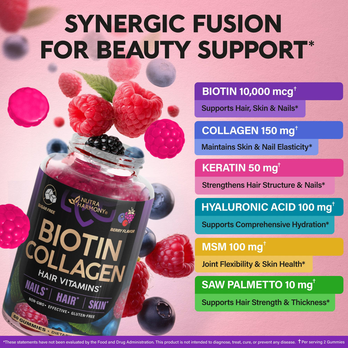 Détail des gummies Biotine & Collagène NUTRAHARMONY, texture et couleur