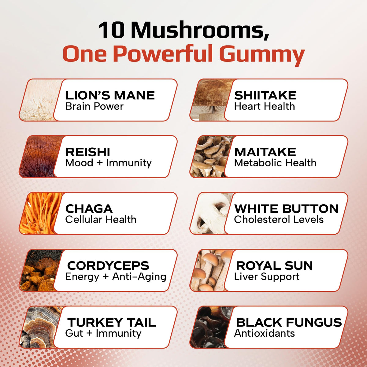 Détail des gummies champignons Effective Nutra