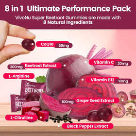 Détail des Gummies de Betterave avec saveur de baie et ingrédients naturels
