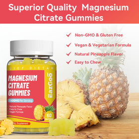 Détail des gummies de citrate de magnésium EAZGOO, couleur citron