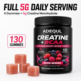 Détail des gummies de créatine ADEQUL avec une texture de baies