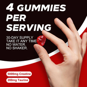 Détail des gummies de créatine avec étiquette PeakVigor Organics