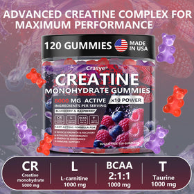 Détail des gummies de créatine Crasye sur une table
