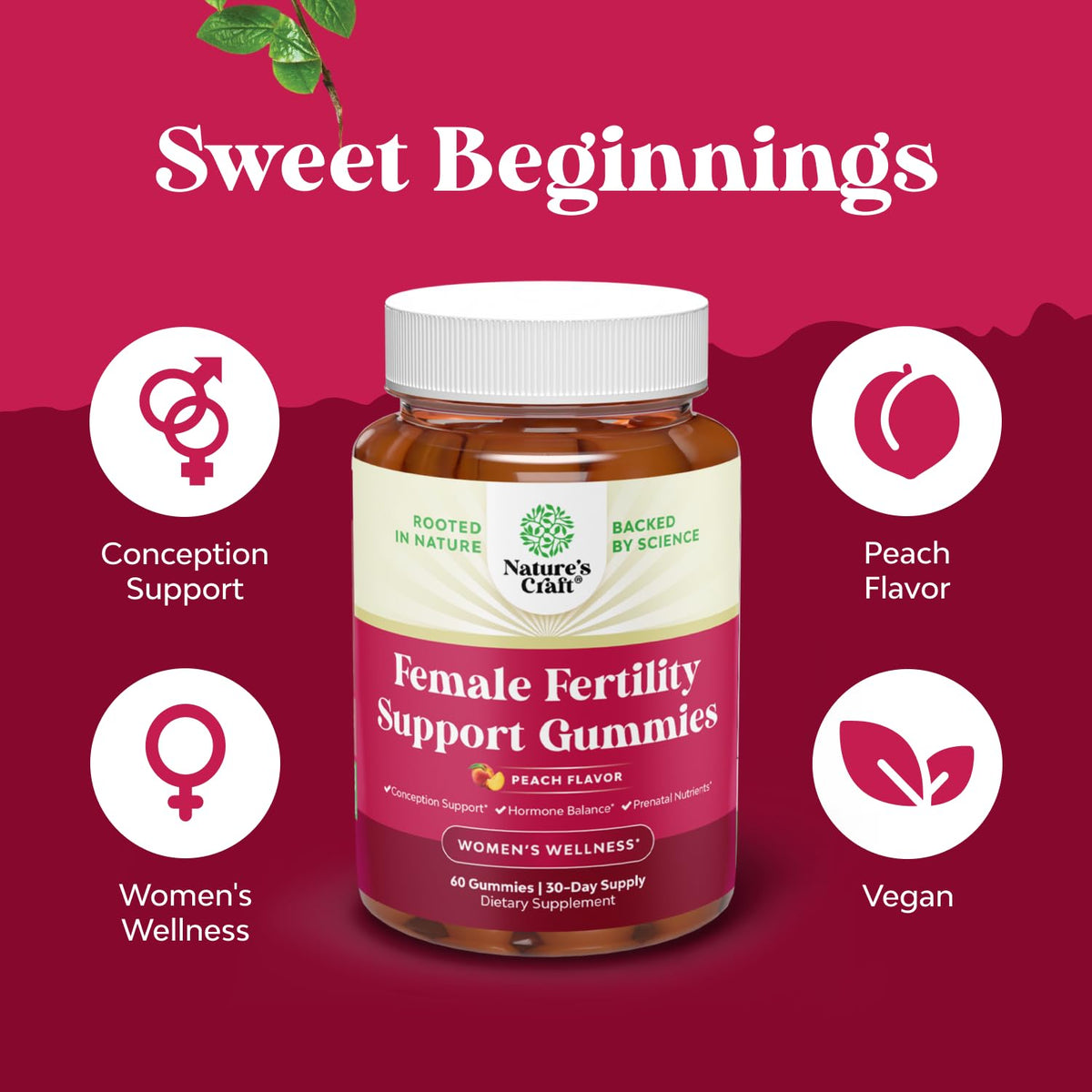 Détail des gummies de fertilité Natures Craft montrant leur texture