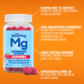 Détail des gummies de magnésium Slow-Mag, texture et couleur