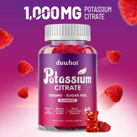 Détail des gummies de potassium avec leur couleur framboise