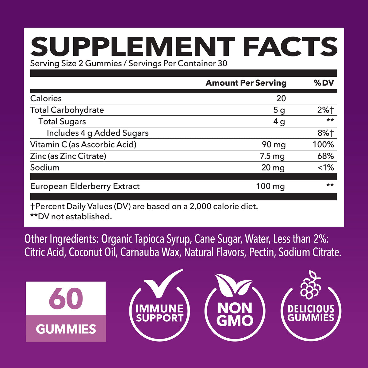 Détail des gummies de sureau HAVASU NUTRITION, texture et couleur des bonbons