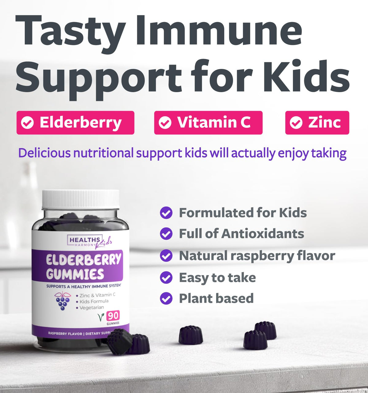 Détail des Gummies de Sureau pour Enfants, couleur berry
