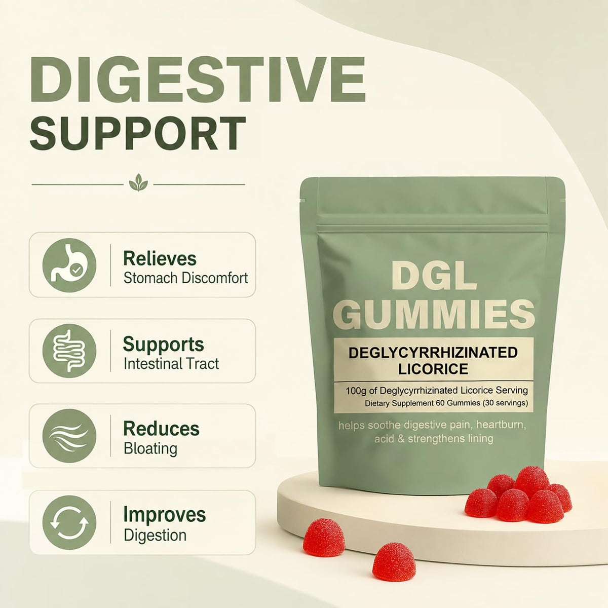 Détail des gummies DGL WDVNEX, texture et couleur