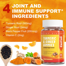 Détail des gummies EAZGOO au curcuma avec saveur orange