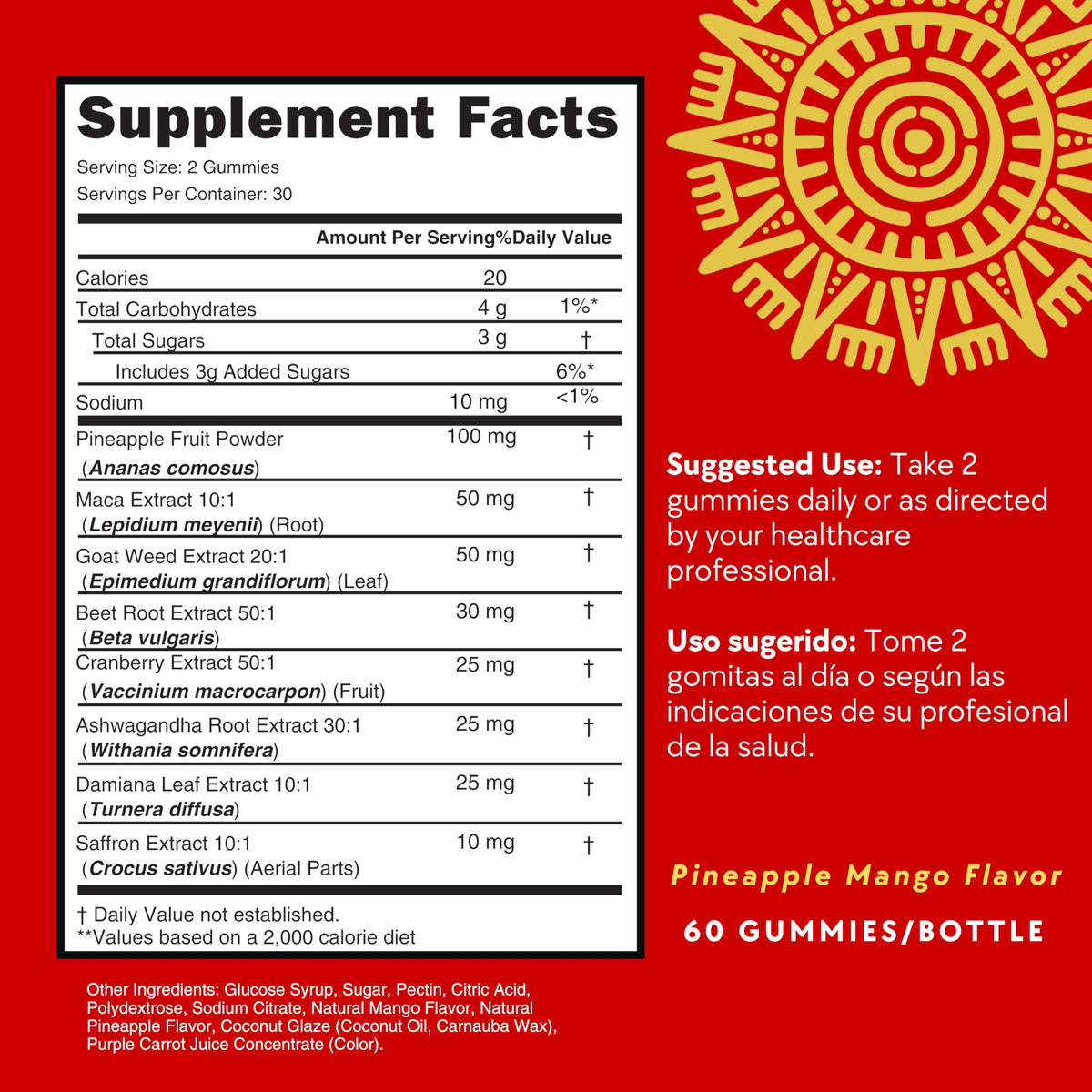 Détail des gummies Encinta Herbal avec ingrédients naturels