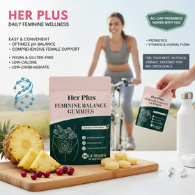 Détail des gummies Her Plus Nutrition avec ingrédients visibles
