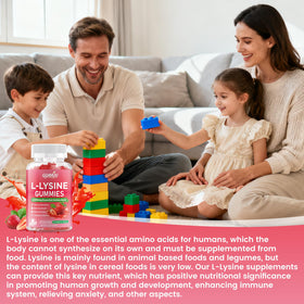 Détail des gummies L-Lysine GGMMUU saveur fraise