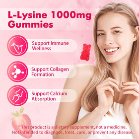 Détail des gummies L-Lysine Mchokuu, 1000mg par portion