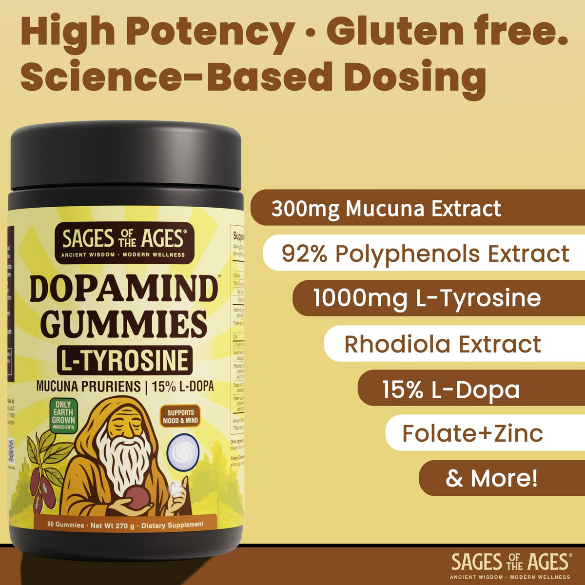 Détail des Gummies L-Tyrosine Sages Of The Ages