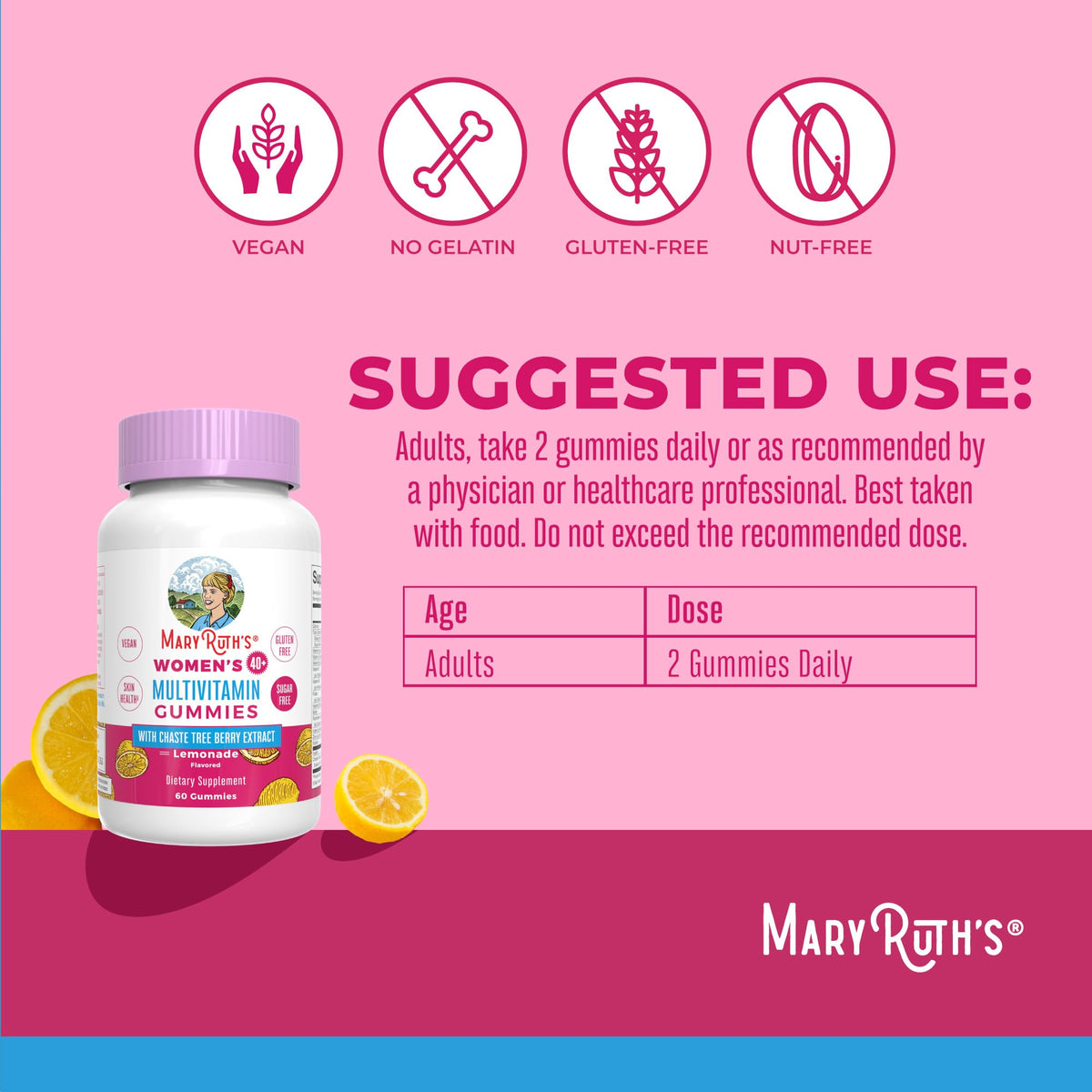 Détail des gummies MARYRUTH'S Multivitamines Femmes 40+, couleur et texture