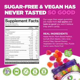 Détail des gummies multivitamines avec pectine de fruits, sans gélatine