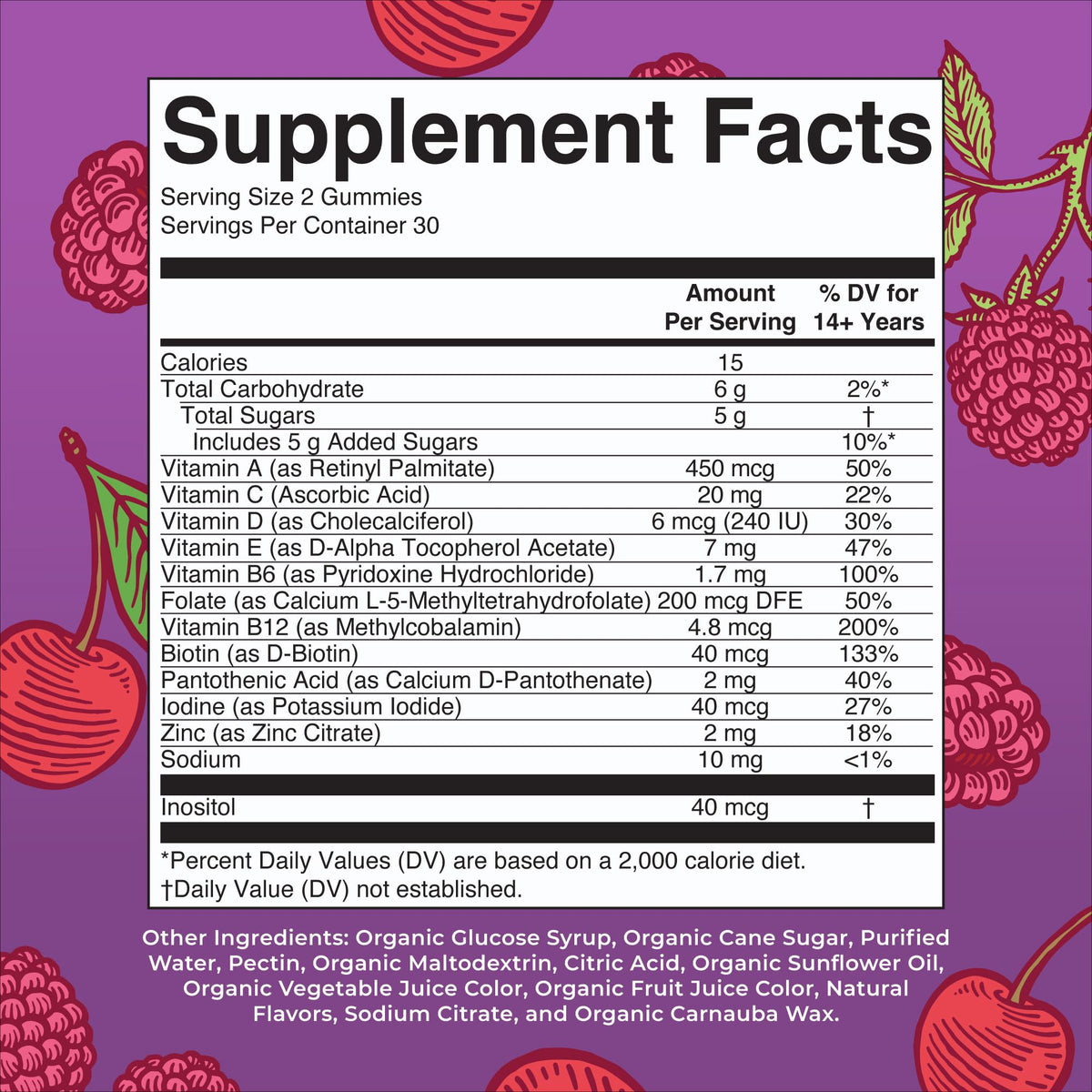 Détail des gummies multivitamines bio MARYRUTH'S