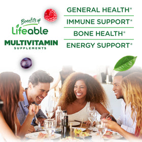Détail des gummies multivitamines Lifeable avec fer et vitamines