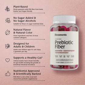 Détail des gummies prébiotiques Blessments, saveur de baie