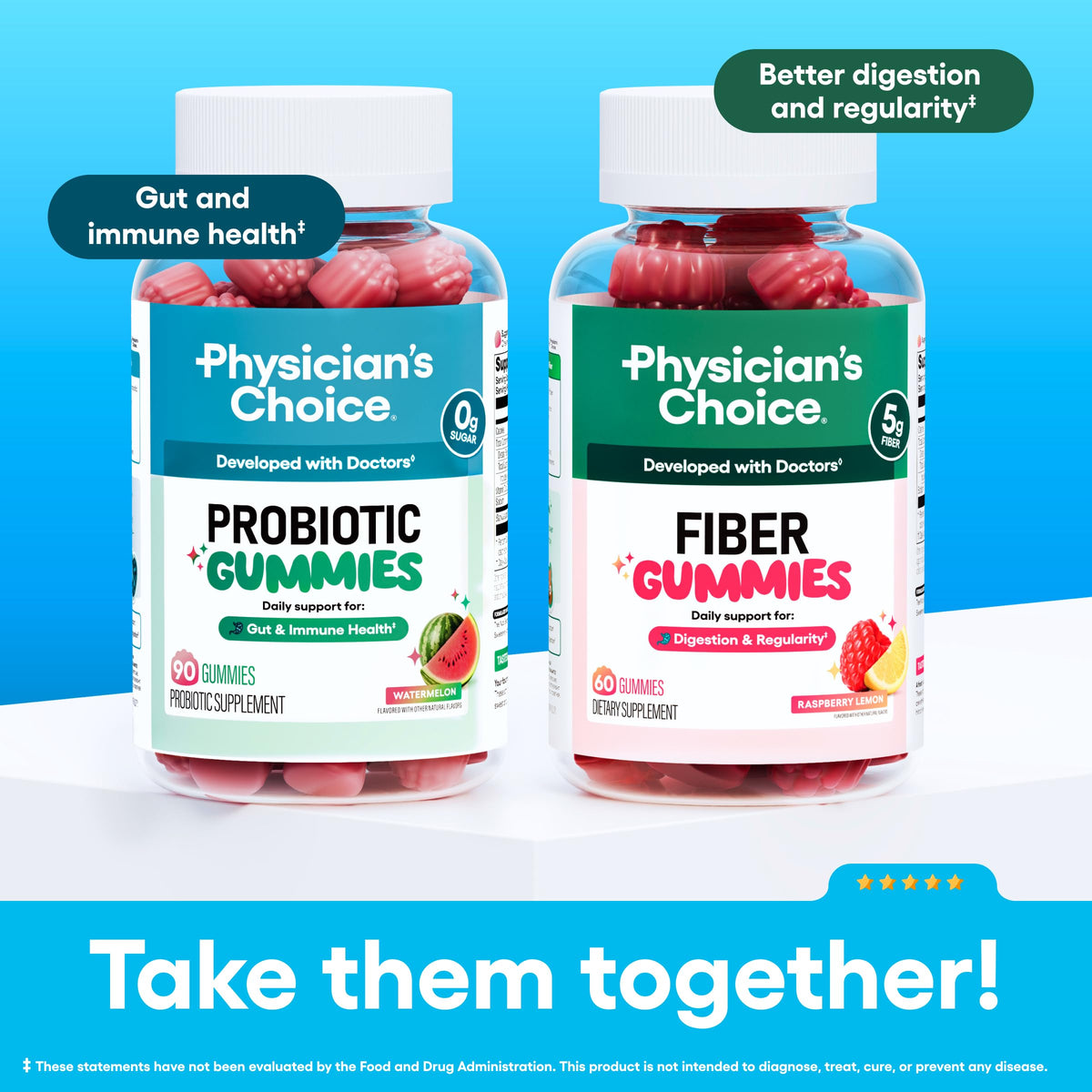 Détail des gummies probiotiques Physician's CHOICE avec vitamine D